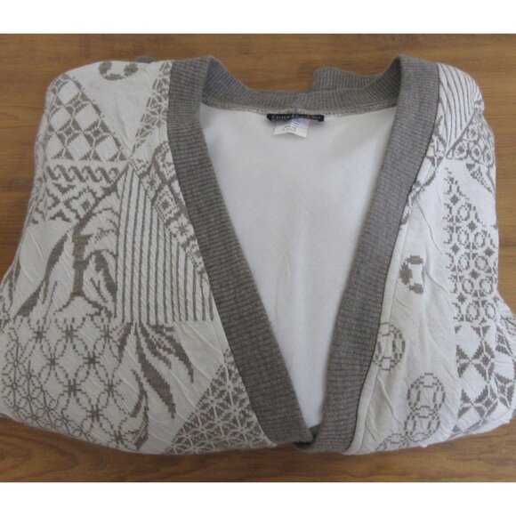 Cardigan Sweater Men's Big-3X Acrylic Cream Brown Geometric V-Neck Button-Front - Picture 7 of 7